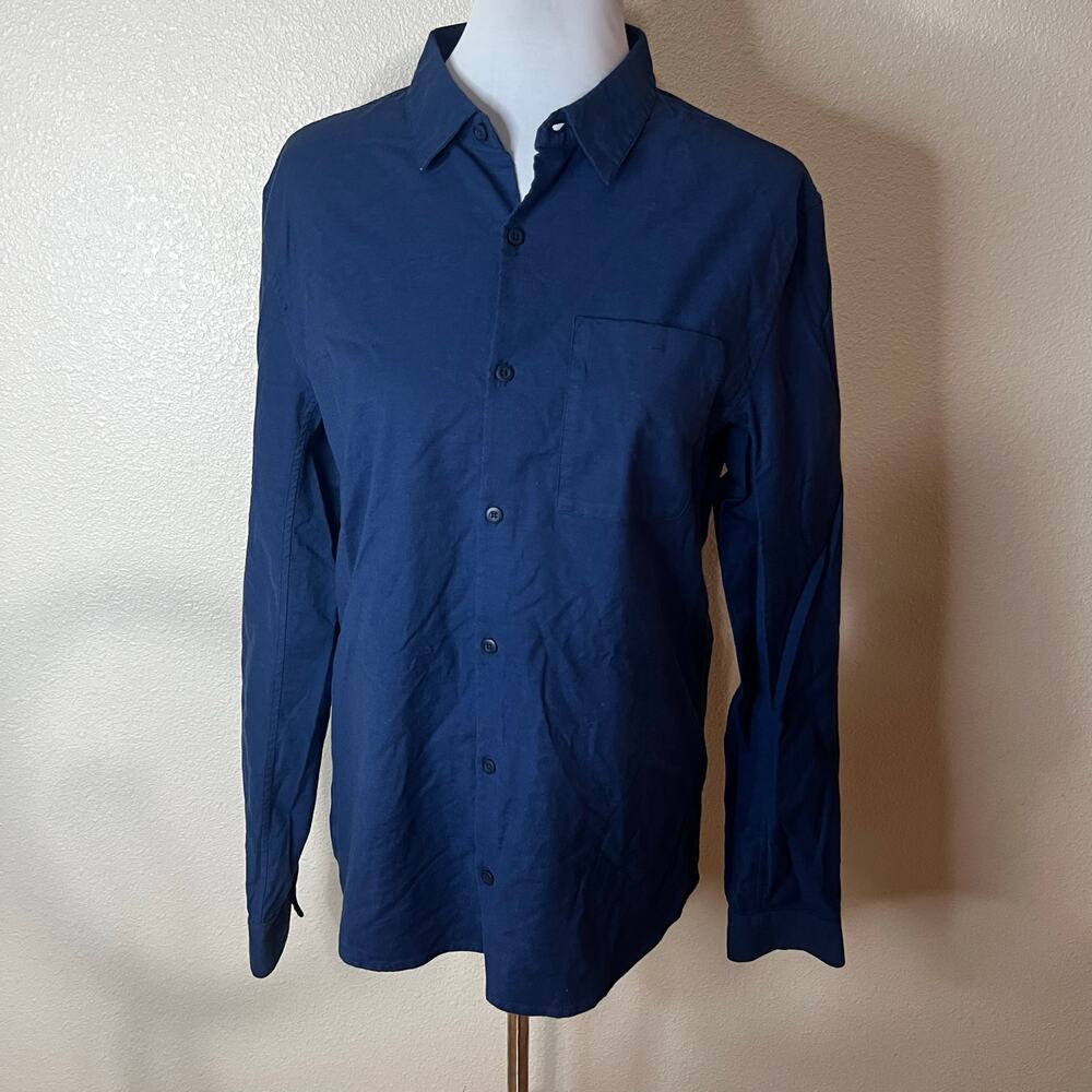 Lululemon Button down Long sleeve chest pocket Shirt in navy blue MENS MEDIUM